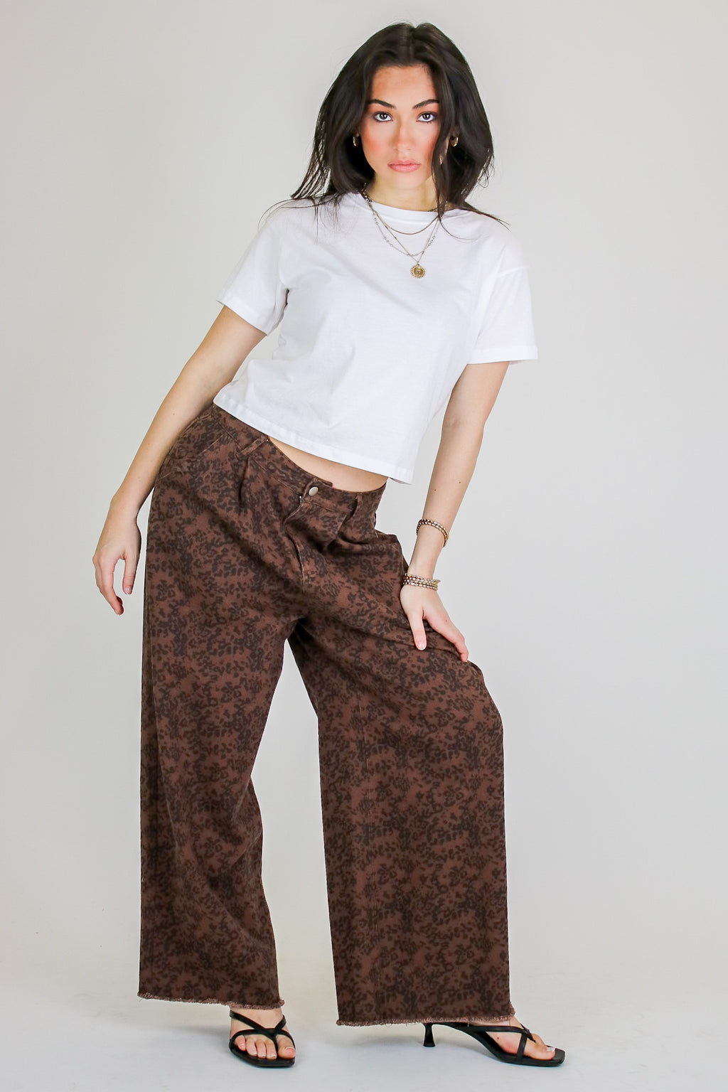 S / Brown The Luxe Prowl Animal Print Pleated Pants - Madison and Mallory
