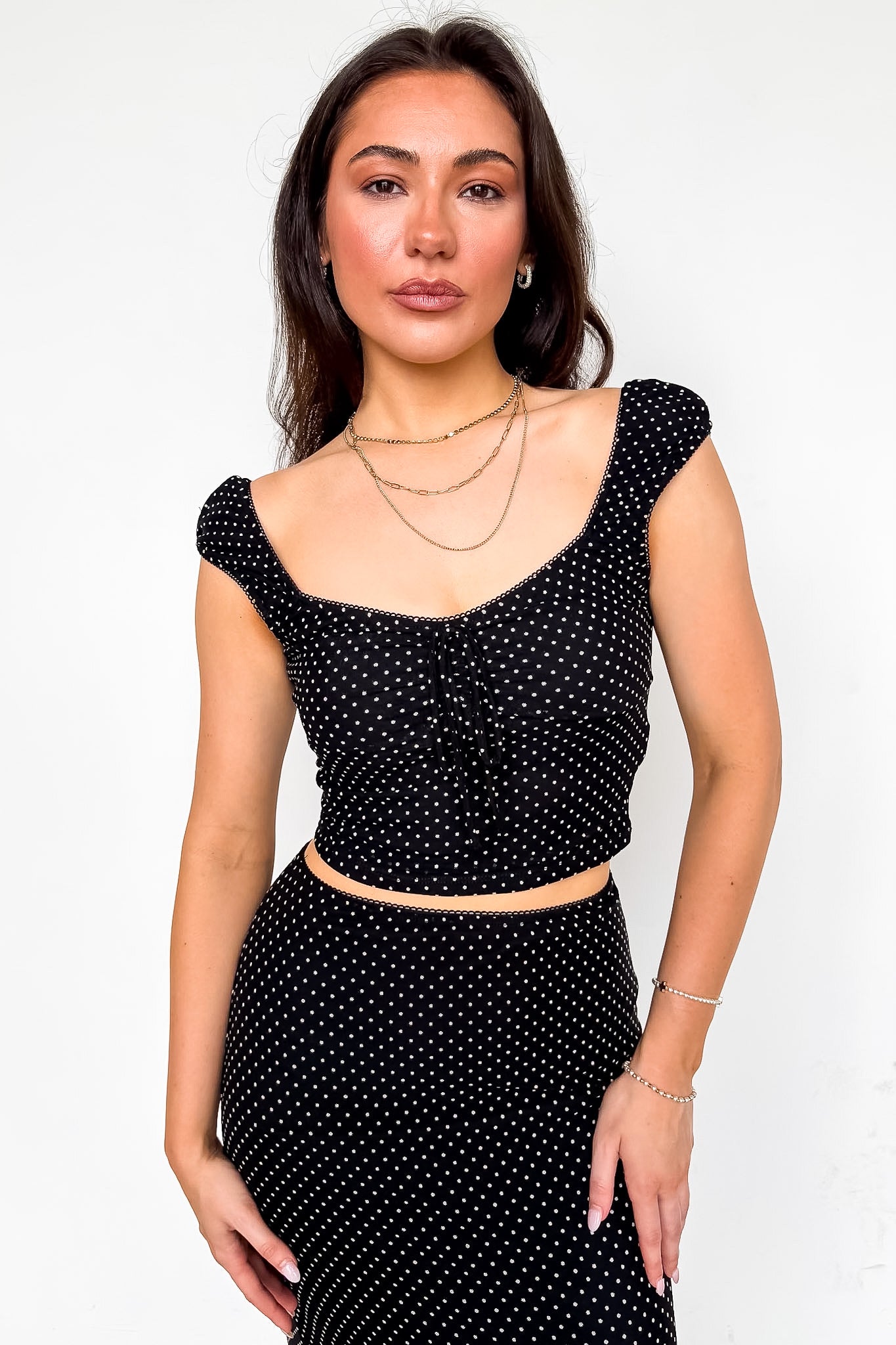 The Modern Dot Midi Skirt and Ruched Top - Madison and Mallory