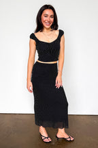 The Modern Dot Midi Skirt and Ruched Top - Madison and Mallory