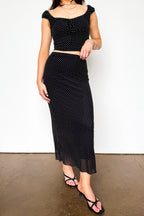 Black / S The Modern Dot Midi Skirt and Ruched Top - Madison and Mallory