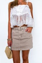 The Modern High Rise Lurex Denim Skort - Madison and Mallory