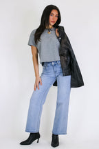 Pale Blue / 25 The Open Hour Wide Leg Ankle Jeans - Madison and Mallory