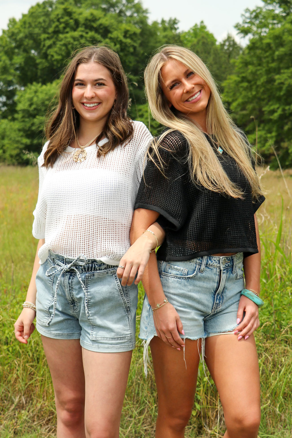 The Open Weave Knit Half Sleeve Top - Madison and Mallory