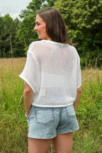 The Open Weave Knit Half Sleeve Top - Madison and Mallory