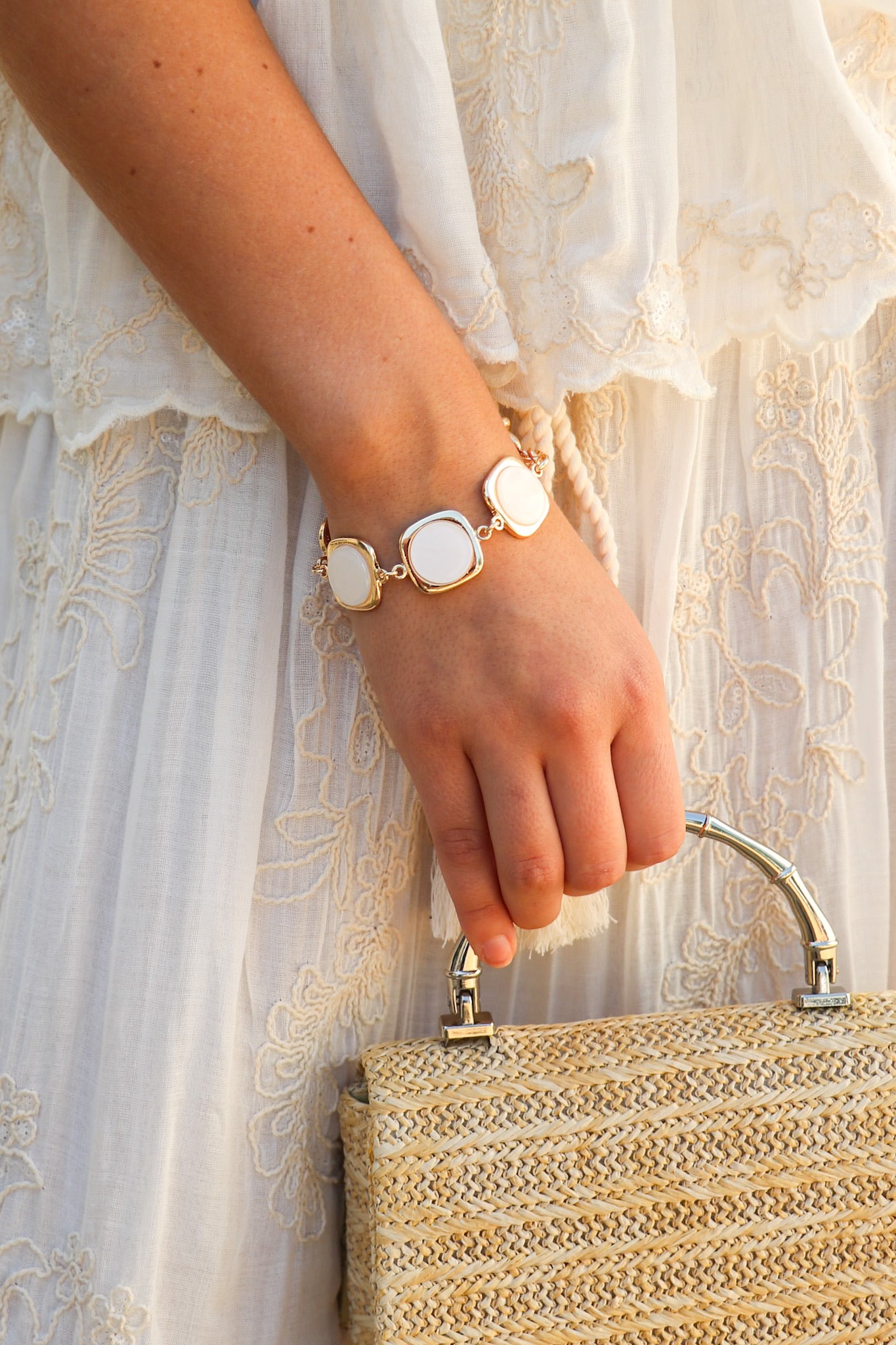 Gold The Pearlescent Link Toggle Bracelet - Madison and Mallory