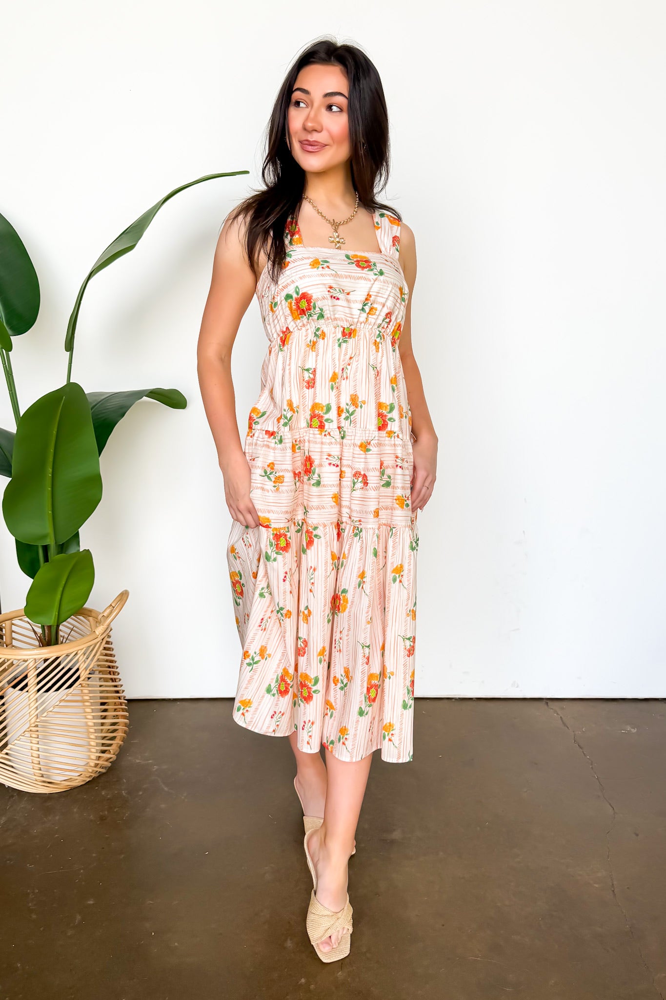 The Petal Tier Floral Print Smocked Midi Dress - Madison and Mallory
