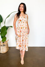 The Petal Tier Floral Print Smocked Midi Dress - Madison and Mallory
