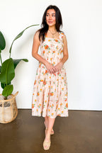 The Petal Tier Floral Print Smocked Midi Dress - Madison and Mallory
