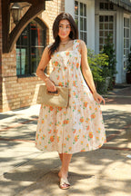 The Petal Tier Floral Print Smocked Midi Dress - Madison and Mallory