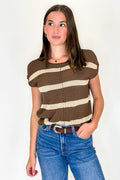 Brown / S The Polished Seam Striped Knit Top - Madison and Mallory