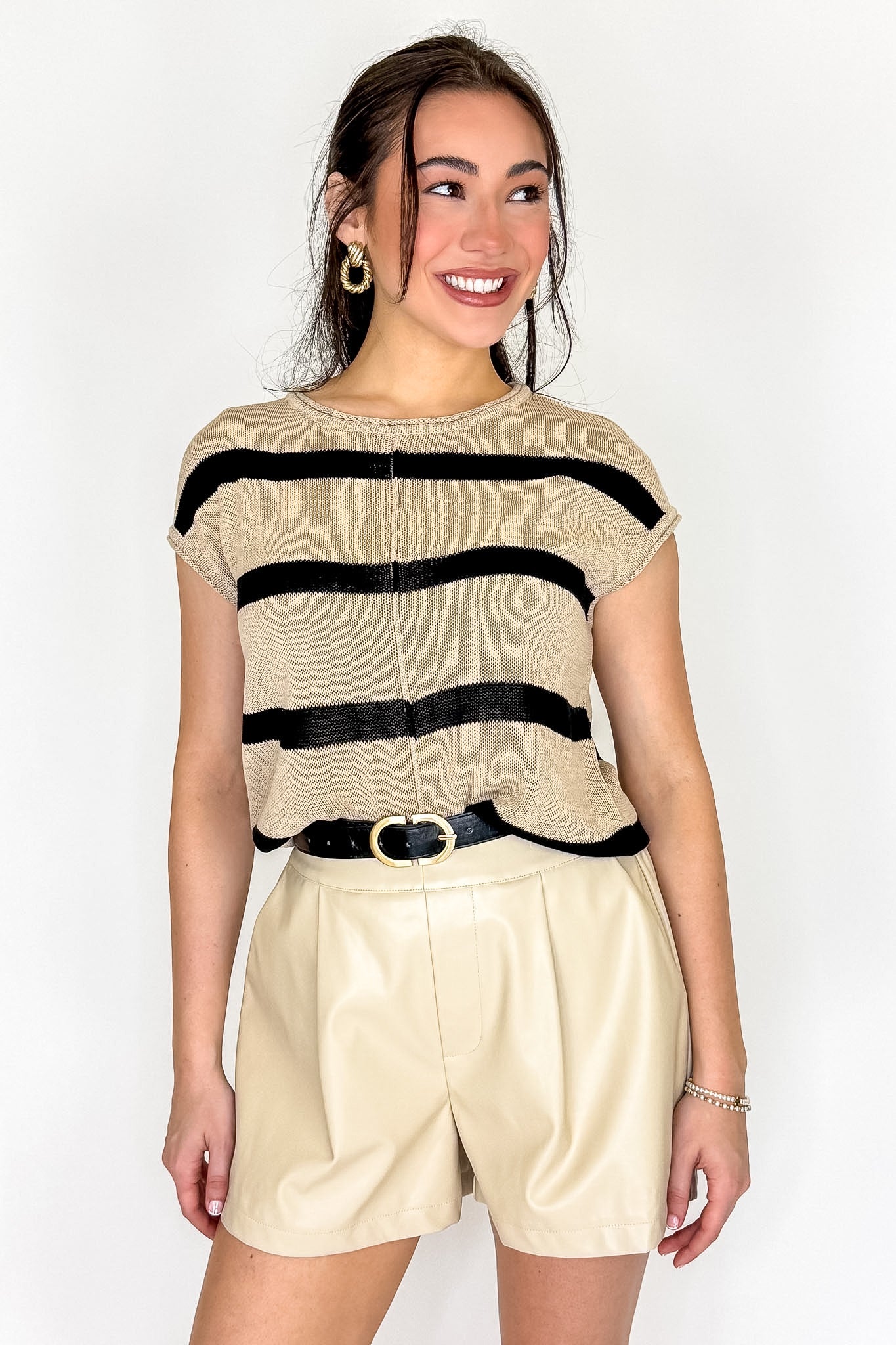 The Polished Seam Striped Knit Top - Madison and Mallory