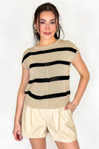 The Polished Seam Striped Knit Top - Madison and Mallory