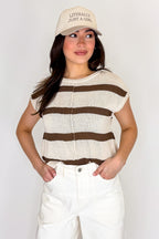 Oatmeal / S The Polished Seam Striped Knit Top - Madison and Mallory