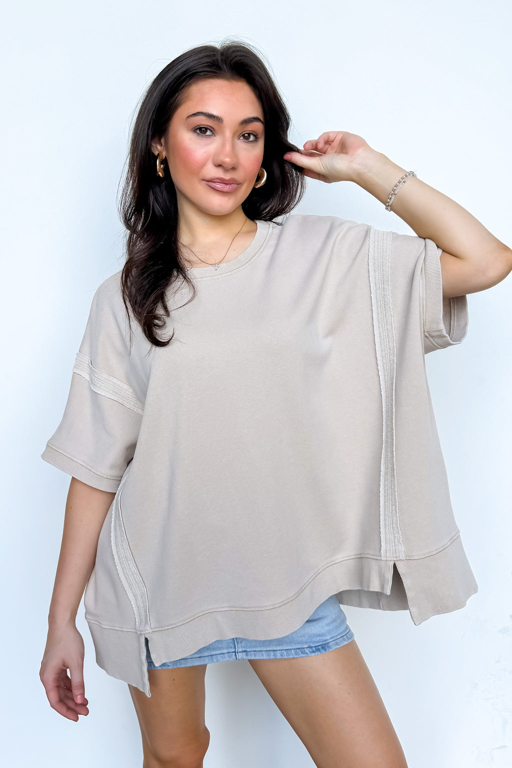 Light Taupe / S The Soft Serve Oversized Sweatshirt - Madison and Mallory
