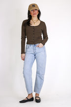 Soft Focus Stripe Scoop Neck Top