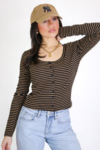 Soft Focus Stripe Scoop Neck Top