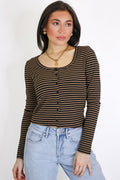 Soft Focus Stripe Scoop Neck Top