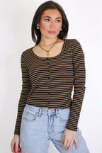Soft Focus Stripe Scoop Neck Top
