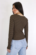 Soft Focus Stripe Scoop Neck Top