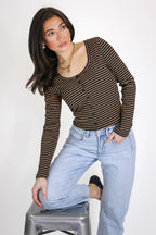 Soft Focus Stripe Scoop Neck Top