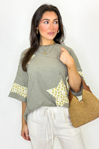 The Starlit Bloom Contrast Relaxed Top - Madison and Mallory