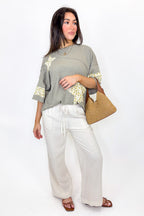 The Starlit Bloom Contrast Relaxed Top - Madison and Mallory