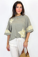 The Starlit Bloom Contrast Relaxed Top - Madison and Mallory