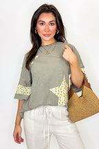 The Starlit Bloom Contrast Relaxed Top - Madison and Mallory