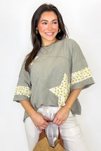 The Starlit Bloom Contrast Relaxed Top - Madison and Mallory