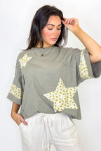 The Starlit Bloom Contrast Relaxed Top - Madison and Mallory