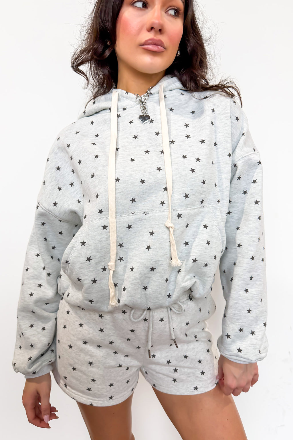 S / Heather Gray Star The Starry Lounge Print Hoodie - Madison and Mallory