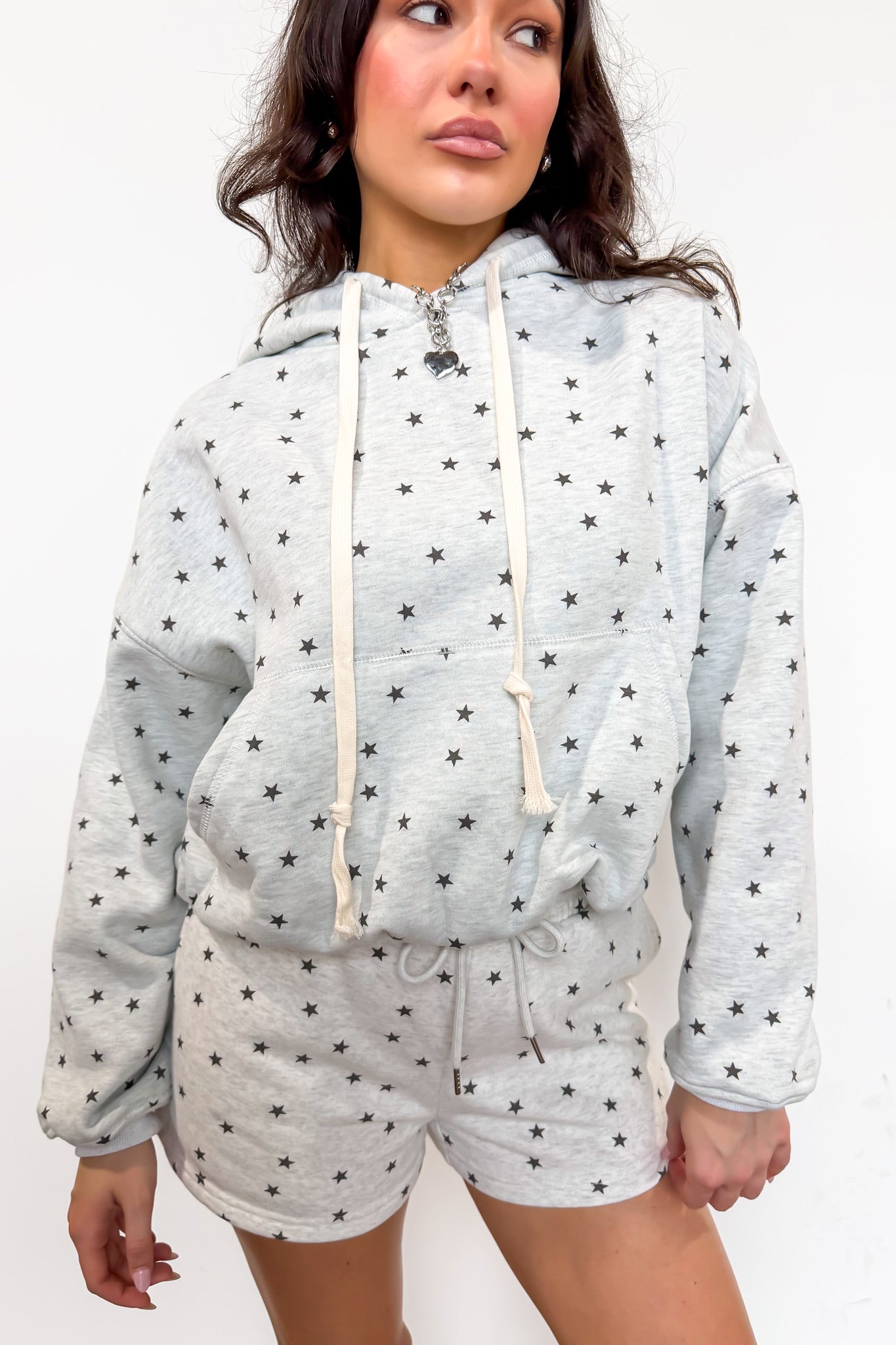 S / Heather Gray Star The Starry Lounge Print Hoodie - Madison and Mallory