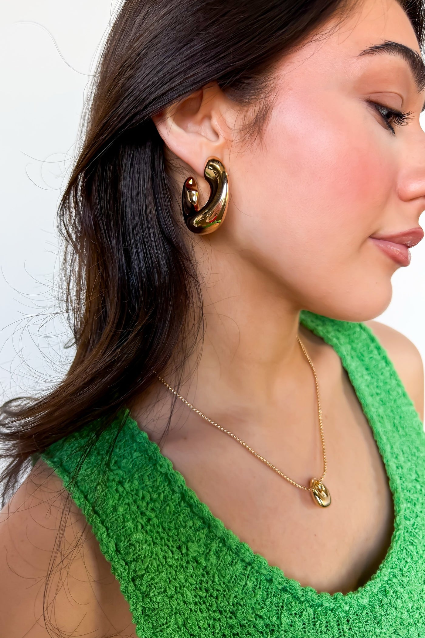 The Statement Curve Dome Crescent Hoop Earrings