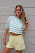 The Stripe Essential Short Sleeve Crop Top - Madison and Mallory