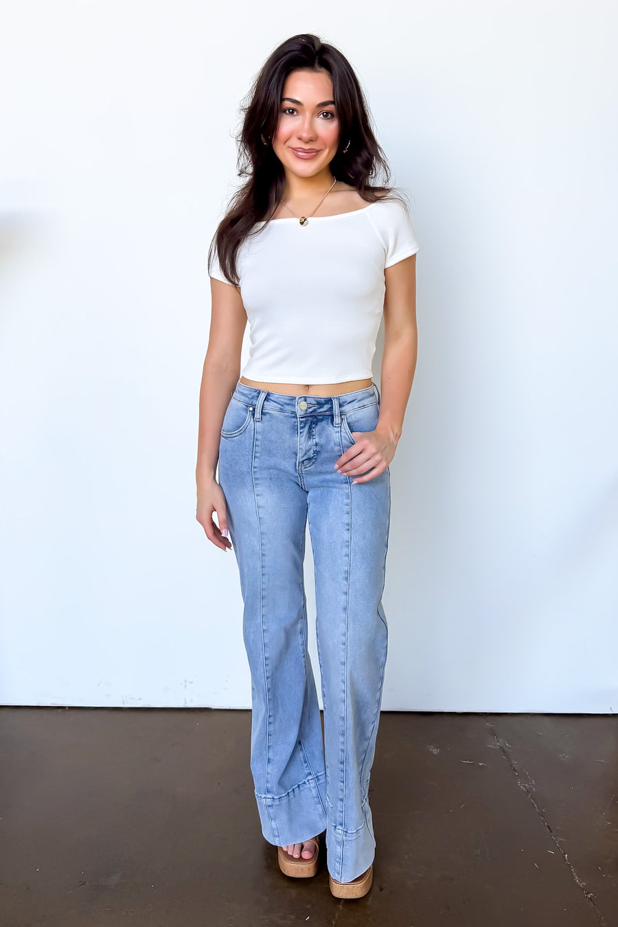 The Tailored Flare Tummy Control Mid Rise Jeans - Madison and Mallory