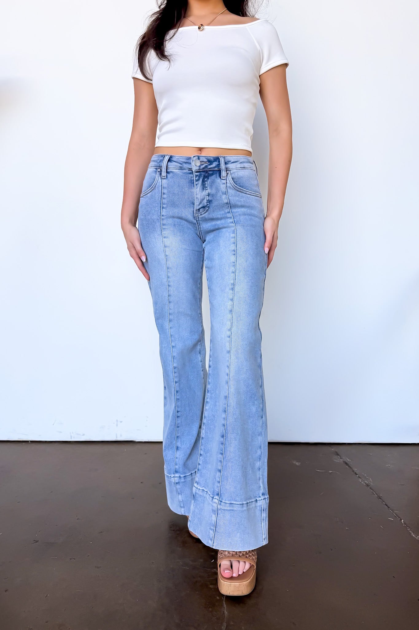 The Tailored Flare Tummy Control Mid Rise Jeans