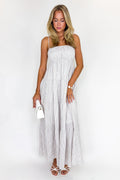 Mocha / S The Tiered Lines Shirred Maxi Dress - Madison and Mallory