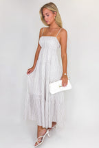 The Tiered Lines Shirred Maxi Dress - Madison and Mallory