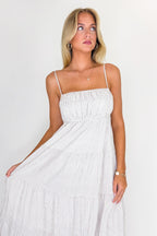 The Tiered Lines Shirred Maxi Dress - Madison and Mallory