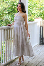 The Tiered Lines Shirred Maxi Dress - Madison and Mallory