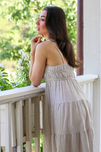 The Tiered Lines Shirred Maxi Dress - Madison and Mallory