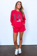 The USA Spirit Graphic Pullover and Shorts Set - Madison and Mallory