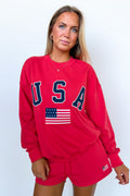 XS / Tomato The USA Spirit Graphic Pullover and Shorts Set - Madison and Mallory