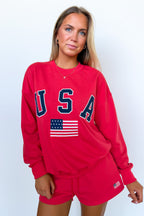 XS / Tomato The USA Spirit Graphic Pullover and Shorts Set - Madison and Mallory
