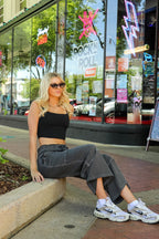 The Washed Edge French Terry Exposed Seam Wide Leg Pants - Madison and Mallory