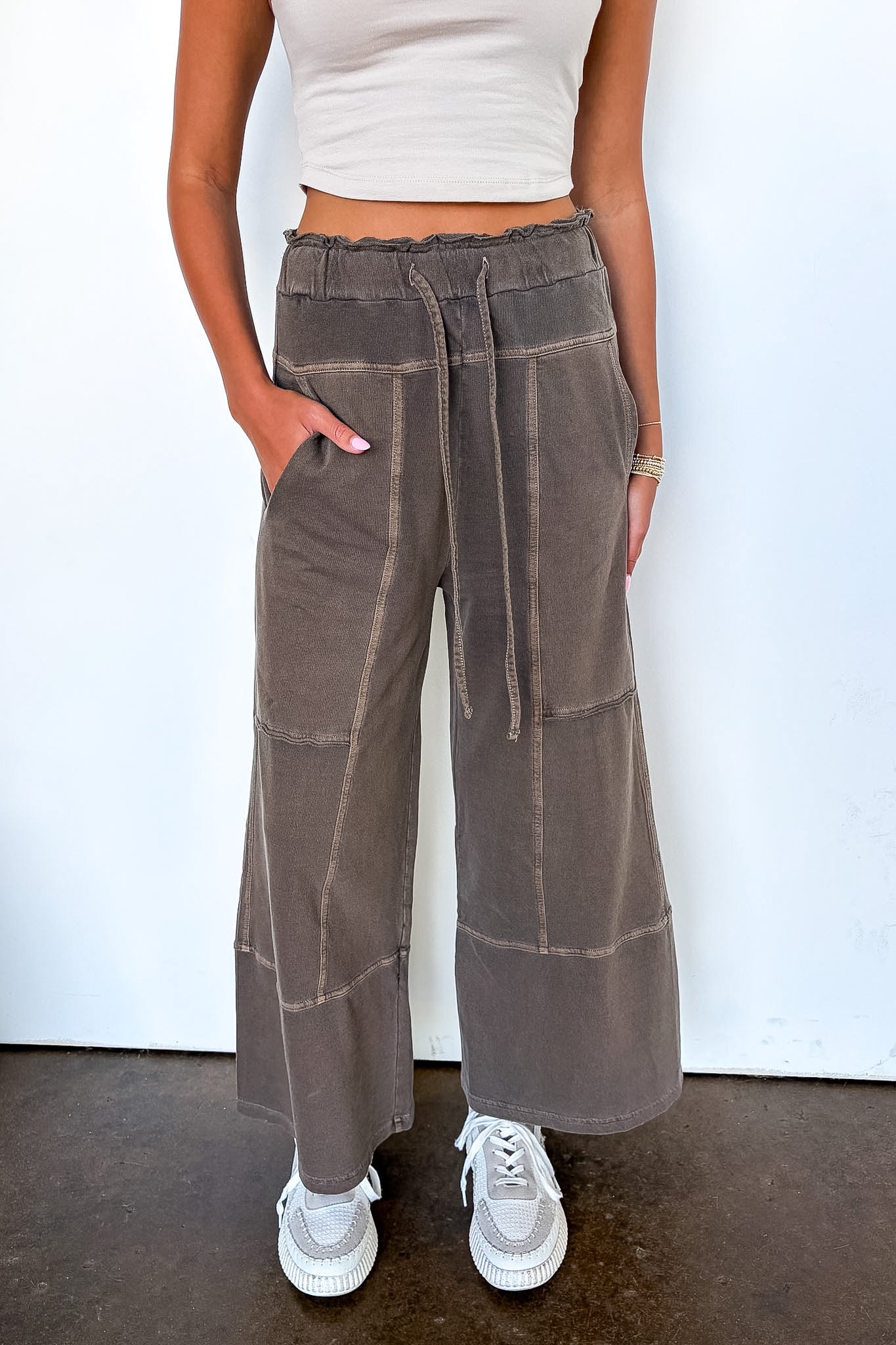 The Washed Edge French Terry Exposed Seam Wide Leg Pants – Madison