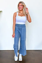 The Washed Edge French Terry Exposed Seam Wide Leg Pants - Madison and Mallory