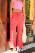 The Washed Edge French Terry Exposed Seam Wide Leg Pants - Madison and Mallory
