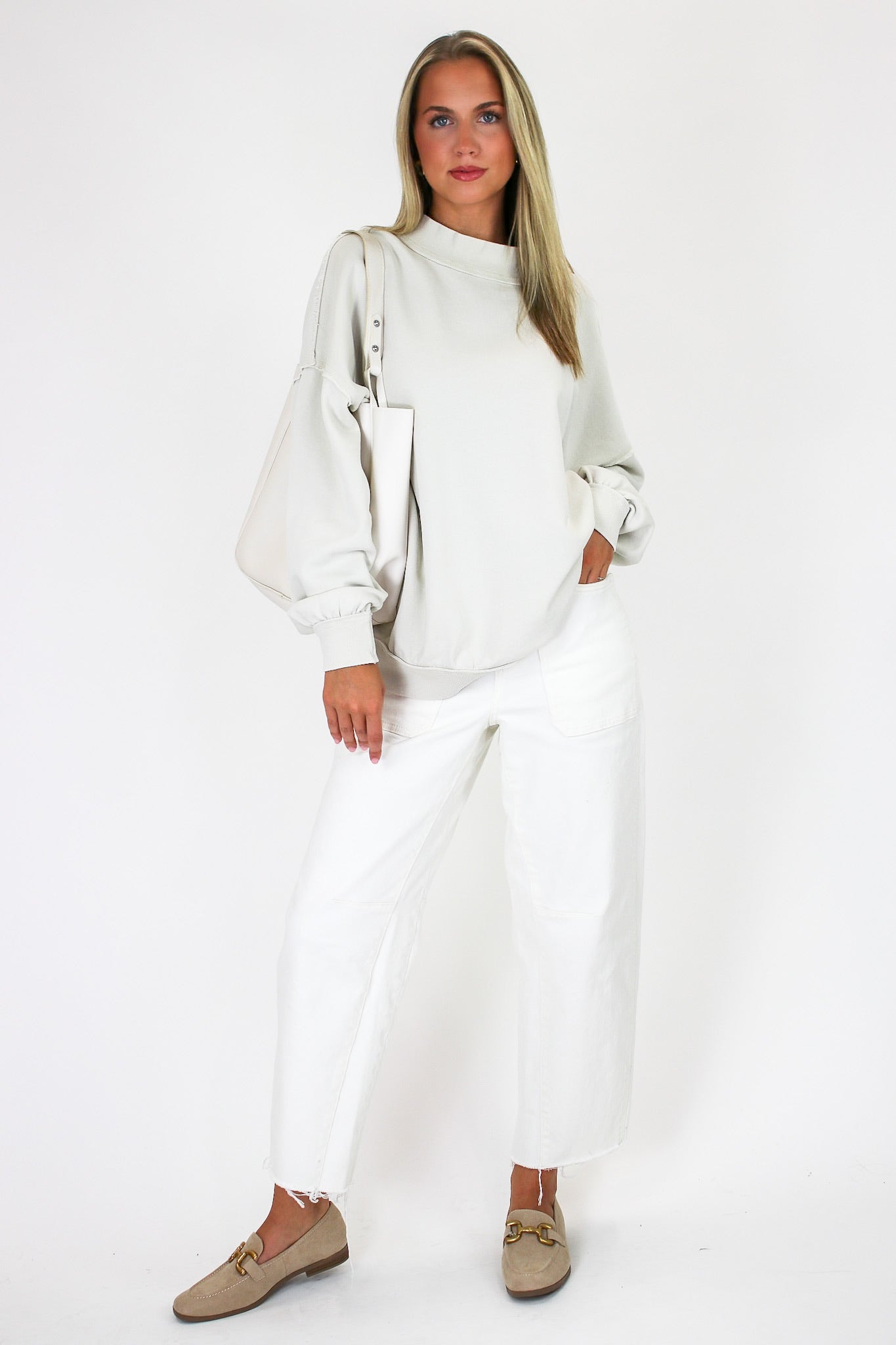 The Weekend Wash Mock Neck Sweatshirt - Madison and Mallory