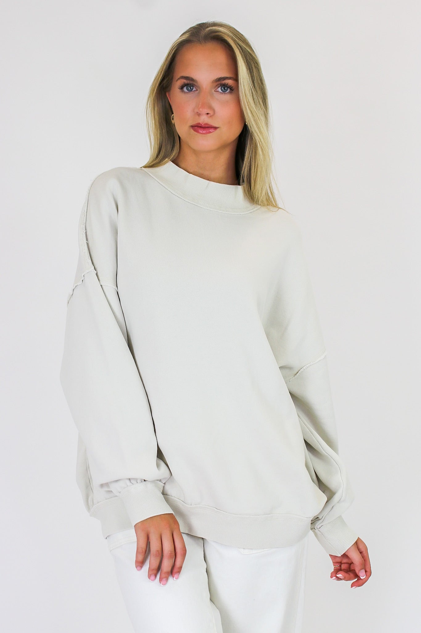 The Weekend Wash Mock Neck Sweatshirt - Madison and Mallory